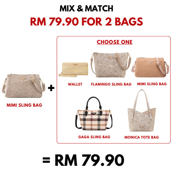 MIMI SLING BAG - FLORAL CD, LATTE